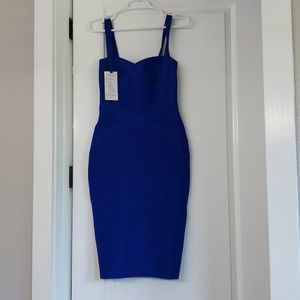 Electric blue bodycon midi dress